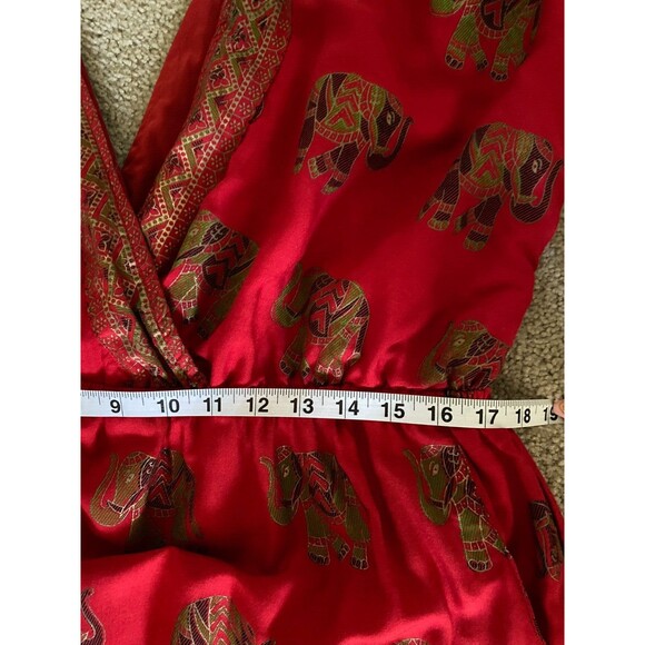 Lapogee Red Elephant Print Maxi Dress Boho V-Neck Maxi Dress Pockets Plus 3X - Picture 5 of 9